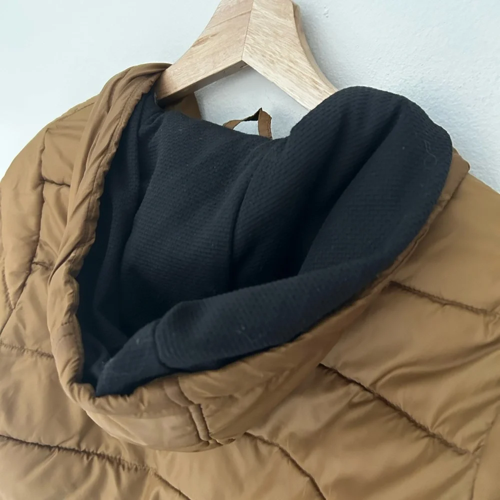 Perry Ellis Boys Size 14/16 Tan Brown Quilted Winter Jacket Coat